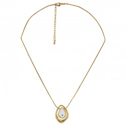 Collar de Oro con Colgante Asimétrico y Ojo Turco Esmaltado
