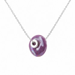 Collar con Disco de Cerámica Morado y Rondella Metálica