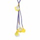 Collier avec Cordon Bleu Torsadé et Feuilles en Acrylique Suspendues