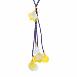 Necklace with Twisted Blue Cord & Hanging Acrylic Leaves