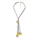 Necklace with Twisted Blue Cord & Hanging Acrylic Leaves