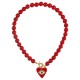 Retro Pop Necklace with Red Beads & Plexi Heart Pendant