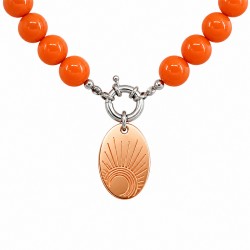 Retro Pop Necklace with Orange Beads & Plexi Sun Pendant