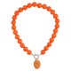 Collar Retro Pop con Cuentas Naranjas y Colgante de Sol de Plexiglás