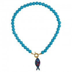 Retro Pop Necklace with Siel Beads & Plexi Fish Pendant