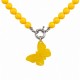 Retro Pop Necklace Yellow Beads & Plexi Butterfly Pendant