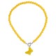Retro Pop Necklace Yellow Beads & Plexi Butterfly Pendant