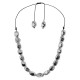 Urban Necklace with Snake Cord & Oval Silver Acrylic Beads