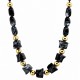 Necklace with Black Irregular Acrylic & Gold CCB Beads