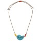 Summer Necklace with Turquoise Acrylic Shell on Red Cord
