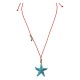Collana Estiva con Stella Marina in Acrilico Turchese su Cordoncino Rosso