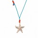 Summer Necklace with Ecru Acrylic Starfish on Turquoise Cord