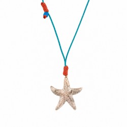 Summer Necklace with Ecru Acrylic Starfish on Turquoise Cord