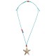 Collana Estiva con Stella Marina in Acrilico Ecru su Cordoncino Turchese