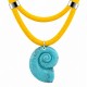 Collier double avec cordon jaune et coquillage turquoise