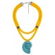 Collana Doppia con Cordoncino Giallo e Conchiglia Turchese