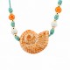 Collar de verano con concha y cuentas de cerámica naranja
