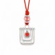 Collier avec pendentif métallique linéaire et perle orange