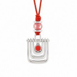Collier avec pendentif métallique linéaire et perle orange