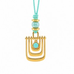 Necklace with Linear Metal Pendant & Veraman Bead