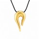 Necklace with Gold Curved Pendant & Black Cord
