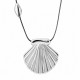 Collana con Pendente a Forma di Capasanta in Metallo Argentato su Cordino Nero