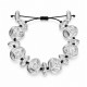 Bracelet en Argent avec Éléments Métalliques sur Cordon Noir