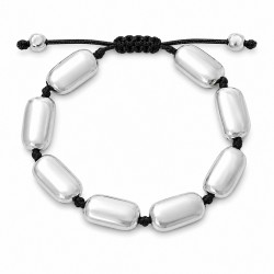 Bracciale in Argento con Perline Metalliche Rettangolari