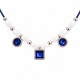 Collar Con Perlas, Cristales Geométricos Azules Y Cuentas
