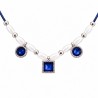 999° Silver Antique Plated/ 5µm/ Pearlised White/ Dark Blue