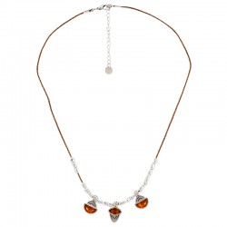 Collana con Perle, Cristalli Geometrici Arancioni e Perline