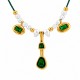 Collana con Perle, Cristalli Geometrici Verdi e Perline