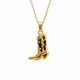 Gold Necklace with Black Enamel Cowboy Boot Pendant