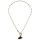 Collar de Oro con Sombrero de Vaquero Esmaltado en Negro y Cierre en T