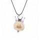 Necklace with Cream Ceramic Bead & Silver Crown