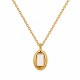 Necklace with Vertical Oval Ivory Enamel Charm & Chain