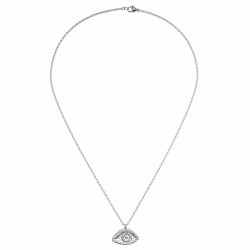 Collana con Pendente a Forma di Occhio e Delicata Catena in Argento