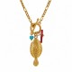 Collier avec Pendentif Poisson en Métal Doré et Fermoir en T