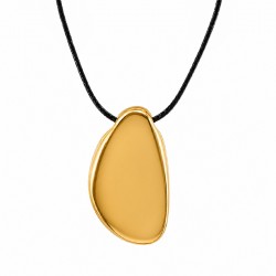 Collier avec pendentif asymétrique en métal doré sur cordon noir