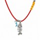 Necklace with Metal Fishbone, Coral & DNA Braid