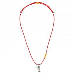 Collana con Osso di Pesce in Metallo, Corallo e Treccia DNA