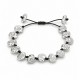 Silver Bracelet with Embossed Metal Beads