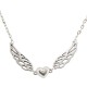 Necklace with Silver Wings & Heart Magnetic Clasp
