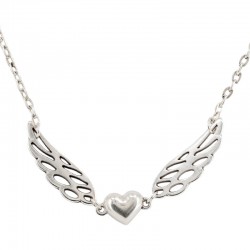 Necklace with Silver Wings & Heart Magnetic Clasp