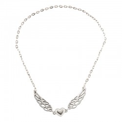 Collar Con Alas Plateadas Y Cierre Magnético En Forma De Corazón