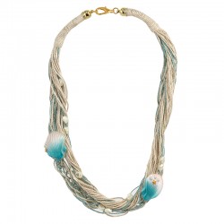 Collana con Conchiglie in Acrilico su Cordoncini Multicolori