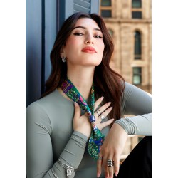 Modern Green Scarf Necklace with Ceramic Tube
