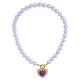 Collier Rétro Pop avec Perles Lilas et Pendentif Cœur en Plexiglas