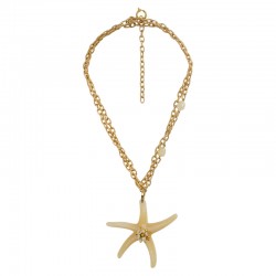 Collier avec Étoile de Mer en Acrylique, Perles et Chaîne en Or