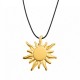 Collier avec Pendentif Soleil en Métal Doré sur Cordon Noir